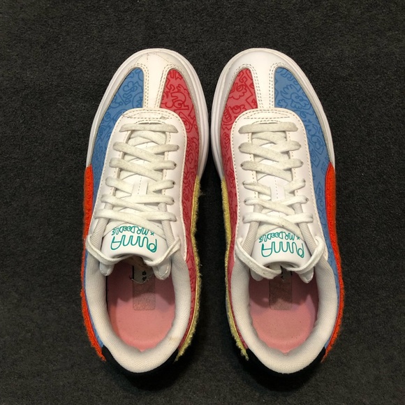 Puma Shoes Women’s Mr Doodle White Blue Red Platform Sneakers Size 8.5 - Picture 6 of 12